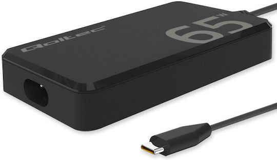 Φορτιστής 65w Gan Super Fast Slim Pd 5-20v 3.25a Usb-c 3.1 Laptop Macbook Smartphone Qoltec