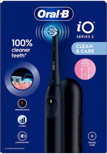 Oral-B Io Series 2 Ηλεκτρική Οδοντόβουρτσα με Αισθητήρα Πίεσης και Θήκη Ταξιδίου Μαύρη - Image 2