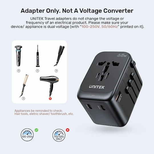 Unitek Φορτιστής Χωρίς Καλώδιο 65W Power Delivery / Quick Charge 3.0 Μαύρος (P1122A) - Image 2