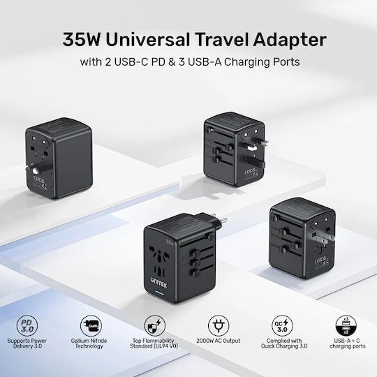 Unitek Φορτιστής Χωρίς Καλώδιο 35W Power Delivery / Quick Charge 3.0 Μαύρος (P1121ABK01) - Image 6
