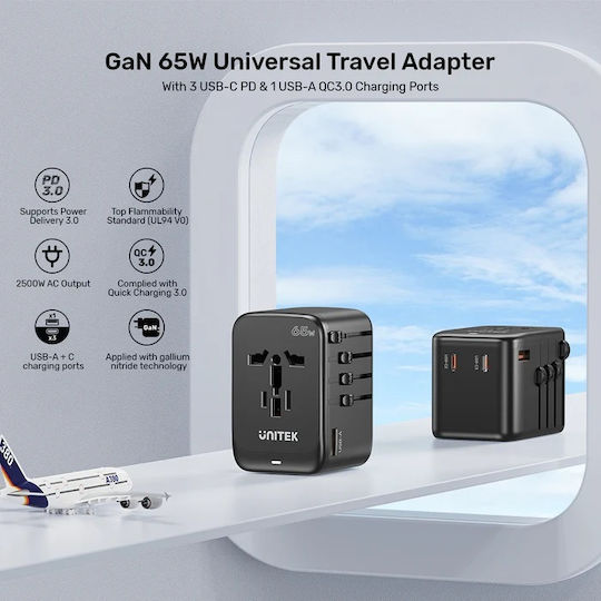 Unitek Φορτιστής Χωρίς Καλώδιο 65W Power Delivery / Quick Charge 3.0 Μαύρος (P1122A) - Image 12