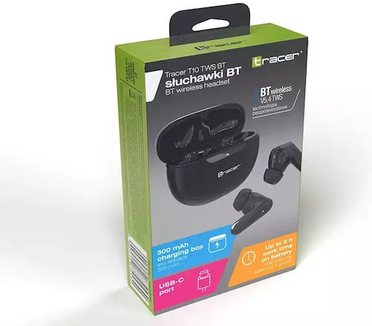 Tracer T10 In-ear Bluetooth Handsfree Ακουστικά με Θήκη Φόρτισης Μαύρα - Image 5