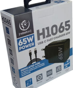 Alternative view of Rebeltec Φορτιστής με Θύρα USB-C και Καλώδιο USB-C - USB-C 65W Power Delivery / Quick Charge 3.0 Μαύρος (H1065)