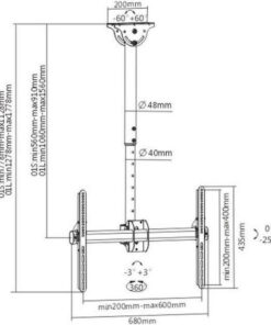 Alternative view of Techly ICA-CPLB 946S Βάση Τηλεόρασης Οροφής έως 70" και 50kg