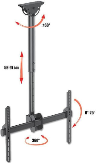 Techly ICA-CPLB 946S Βάση Τηλεόρασης Οροφής έως 70" και 50kg - Image 6