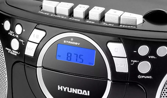 Hyundai Φορητό Ηχοσύστημα 3921037 με Ραδιόφωνο / Κασετόφωνο / CD / USB σε Μαύρο Χρώμα - Image 5