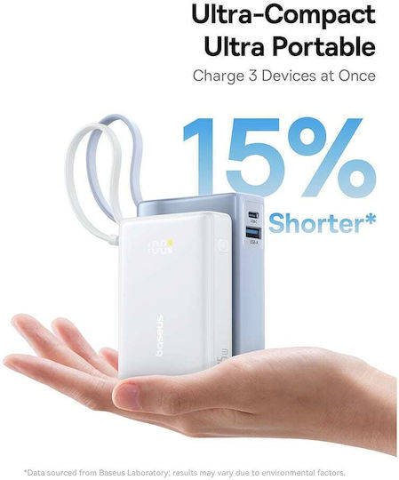 Baseus PicoGo Power Bank 10000mAh 45W με Θύρα USB-C Λευκό - Image 5