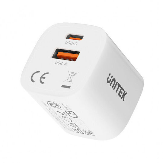 Unitek Φορτιστής Χωρίς Καλώδιο με Θύρα USB-A και Θύρα USB-C 33W Power Delivery / Quick Charge 3.0 Λευκός (P1125AWH01-EU) - Image 2