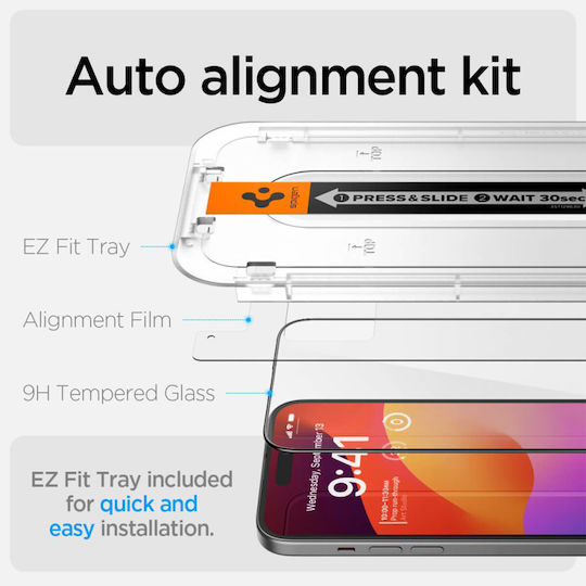 Spigen Glas.Tr 0.3mm Full Face Tempered Glass Μαύρο (iPhone 15) AGL06908 - Image 11