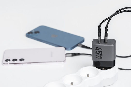 Forcell Φορτιστής Χωρίς Καλώδιο GaN με Θύρα USB-A και Θύρα USB-C 45W Power Delivery / Quick Charge 4.0 Γκρι - Image 4