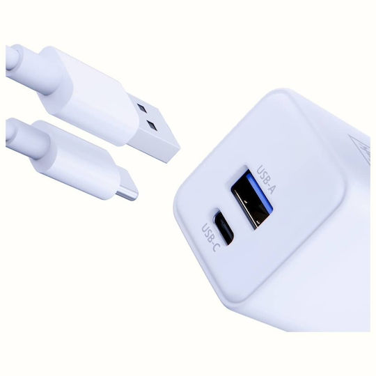 3MK Φορτιστής Χωρίς Καλώδιο GaN με Θύρα USB-A και Θύρα USB-C 20W Power Delivery / Quick Charge 4+ Λευκός (Hyper) - Image 7