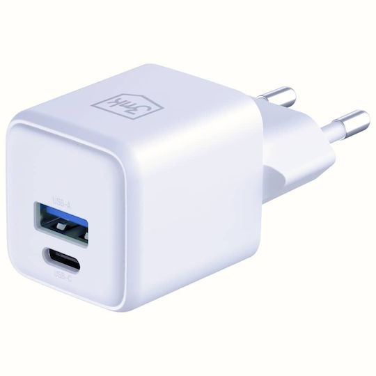 3MK Φορτιστής Χωρίς Καλώδιο GaN με Θύρα USB-A και Θύρα USB-C 20W Power Delivery / Quick Charge 4+ Λευκός (Hyper) - Image 4