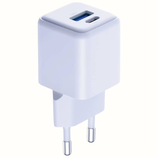 3MK Φορτιστής Χωρίς Καλώδιο GaN με Θύρα USB-A και Θύρα USB-C 20W Power Delivery / Quick Charge 4+ Λευκός (Hyper) - Image 5