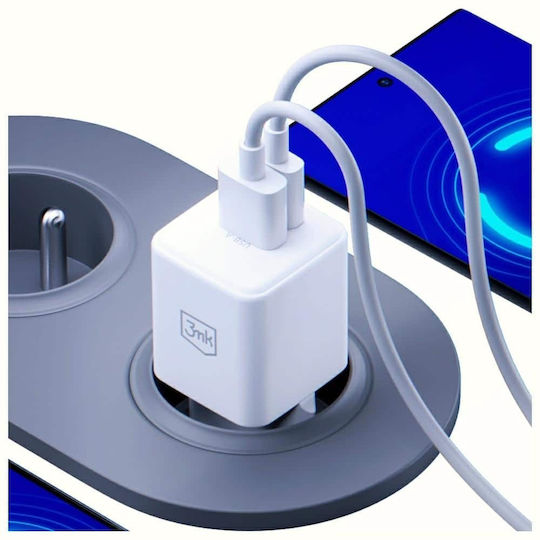 3MK Φορτιστής Χωρίς Καλώδιο GaN με Θύρα USB-A και Θύρα USB-C 20W Power Delivery / Quick Charge 4+ Λευκός (Hyper) - Image 8