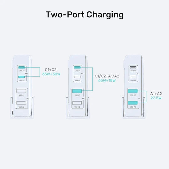 Unitek Φορτιστής Χωρίς Καλώδιο GaN με 2 Θύρες USB-A και 2 Θύρες USB-C 100W Quick Charge 3.0 Μαύρος (P1229ABK) - Image 11