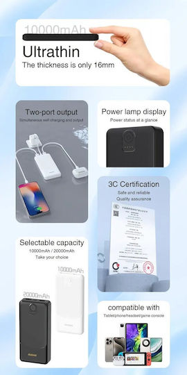 Dudao K10 Power Bank 10000mAh 12W με 2 Θύρες USB-A Λευκό - Image 3