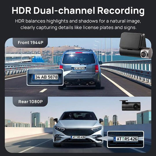 70Mai A510-1 Σετ Κάμερα DVR Αυτοκινήτου 1080P με Οθόνη 2" Bluetooth, Wi-Fi, GPS & Κάμερα Οπισθοπορείας - Image 6