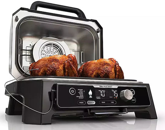 Ninja Woodfire Pro Connect XL Επιτραπέζια Ηλεκτρική Ψησταριά Αυλακωτής Πλάκας 1700W με Καπάκι και Ρυθμιζόμενο Θερμοστάτη OG901EU - Image 10