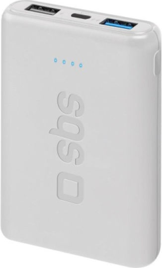 SBS Pocket Line Power Bank 5000mAh με 2 Θύρες USB-A Λευκό - Image 4