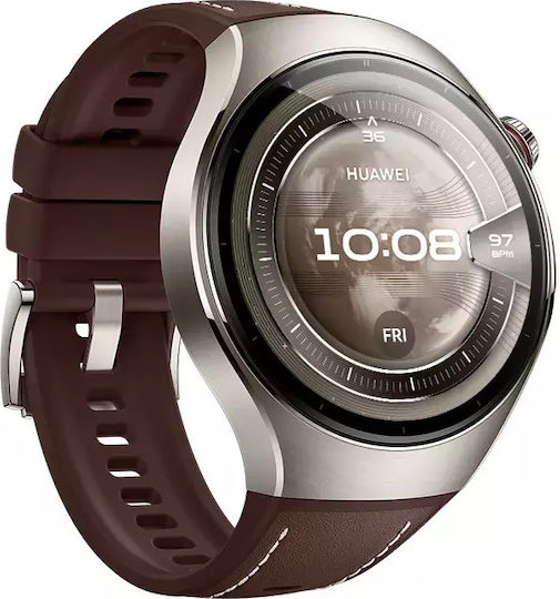 Huawei Watch 5 Titanium 46mm Αδιάβροχο με eSIM και Παλμογράφο (Καφέ) - Image 3