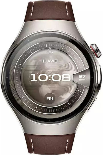 Huawei Watch 5 Titanium 46mm Αδιάβροχο με eSIM και Παλμογράφο (Καφέ) - Image 5
