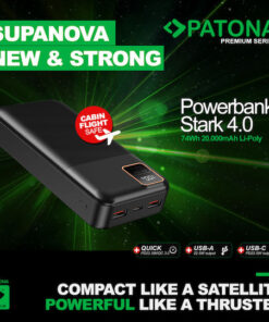 Alternative view of Patona Stark 4.0 Power Bank 20000mAh 22.5W με 2 Θύρες USB-A και Θύρα USB-C Power Delivery Μαύρο