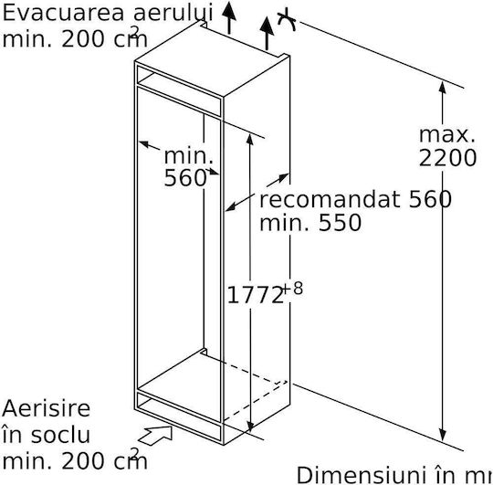 Bosch Εντοιχιζόμενο Μονόπορτο Ψυγείο 289lt Υ177.5xΠ55.8xΒ54.5εκ. Λευκό KIF81PFE0 - Image 5