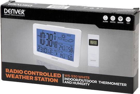 Denver WS-530 S0426444 Ασύρματος Μετεωρολογικός Σταθμός Ψηφιακός Επιτραπέζιος Λευκός - Image 3