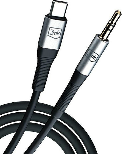 3MK USB 2.0 Cable USB-C male - 3.5mm Μαύρο 1m - Image 5