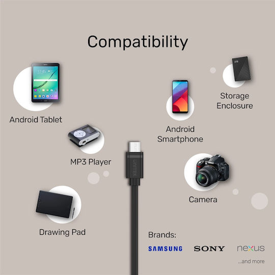 Unitek USB 2.0 Cable USB-C male - micro USB-A Μαύρο 1m (Y-C473BK) - Image 7