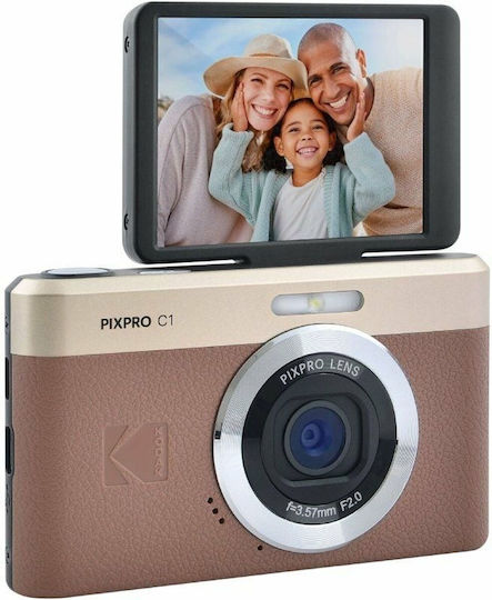 Kodak Pixpro C1 Compact Φωτογραφική Μηχανή 13MP Οπτικού Ζουμ 4x Καφέ - Image 3