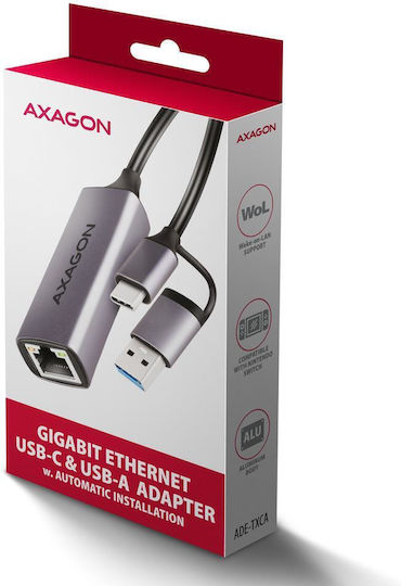 Axagon ADE-TXCA USB-C Αντάπτορας Δικτύου για Ενσύρματη σύνδεση Ethernet - Image 2