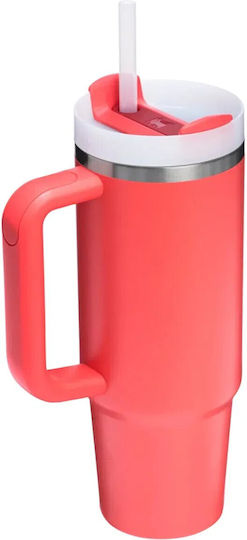 Stanley Quencher H2.0 FlowState Ανακυκλώσιμο Handled Tumbler Θερμός Ανοξείδωτο BPA Free 890ml Hot Coral με Καλαμάκι και Λαβή 10-10827-951 - Image 2