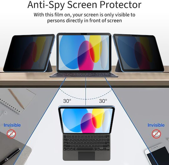 Tech-Protect Privacy Tempered Glass (iPad 10.9” 2022, iPad 11” 2025) Μαύρο - Image 5