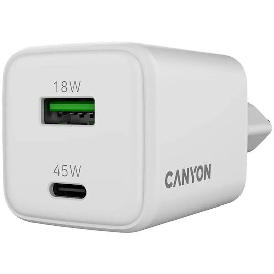 Canyon Φορτιστής Χωρίς Καλώδιο GaN με Θύρα USB-A και Θύρα USB-C 45W Power Delivery Λευκός - Image 5