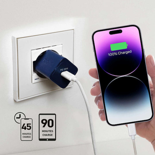 SBS Φορτιστής Χωρίς Καλώδιο GaN με Θύρα USB-C 20W Power Delivery Μπλε (TRGAN1C20B) - Image 6