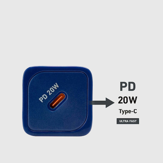 SBS Φορτιστής Χωρίς Καλώδιο GaN με Θύρα USB-C 20W Power Delivery Μπλε (TRGAN1C20B) - Image 10