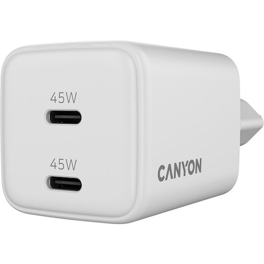 Canyon Φορτιστής Χωρίς Καλώδιο GaN με 2 Θύρες USB-C 45W Power Delivery Λευκός - Image 4