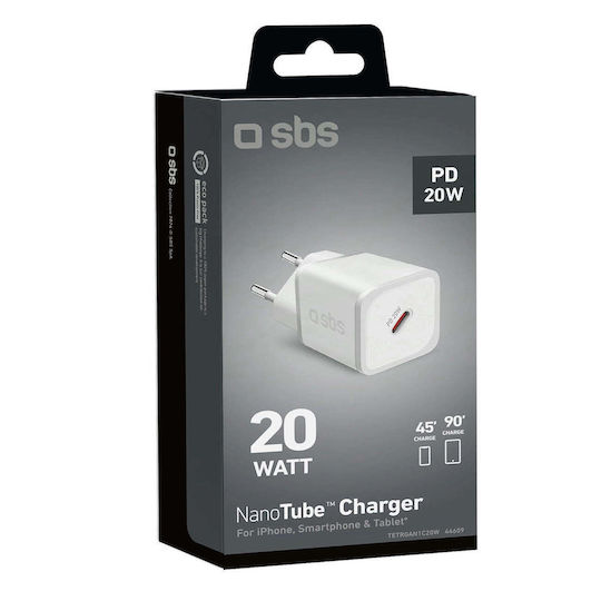 SBS Φορτιστής Χωρίς Καλώδιο GaN με Θύρα USB-C 20W Power Delivery Λευκός (TRGAN1C20W) - Image 7