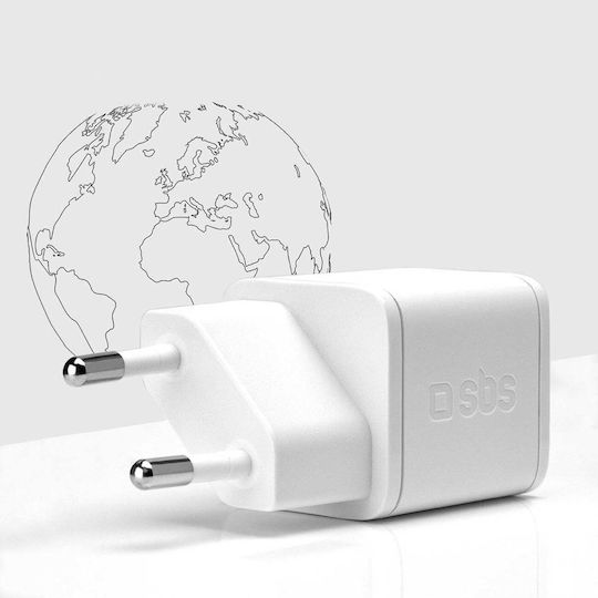 SBS Φορτιστής Χωρίς Καλώδιο GaN με Θύρα USB-C 20W Power Delivery Λευκός (TRGAN1C20W) - Image 4