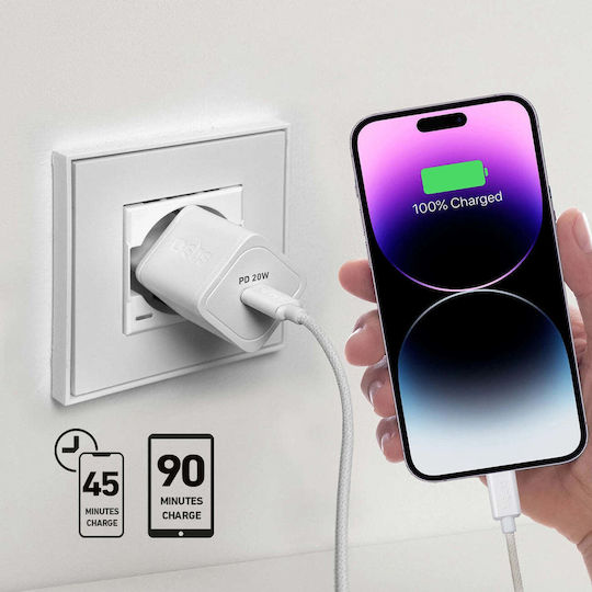 SBS Φορτιστής Χωρίς Καλώδιο GaN με Θύρα USB-C 20W Power Delivery Λευκός (TRGAN1C20W) - Image 6
