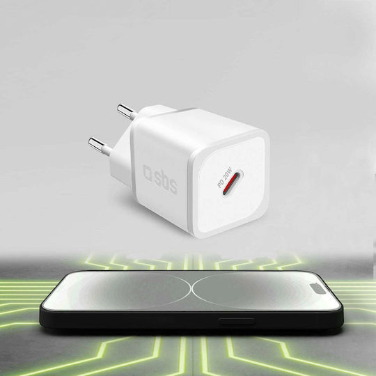SBS Φορτιστής Χωρίς Καλώδιο GaN με Θύρα USB-C 20W Power Delivery Λευκός (TRGAN1C20W) - Image 8