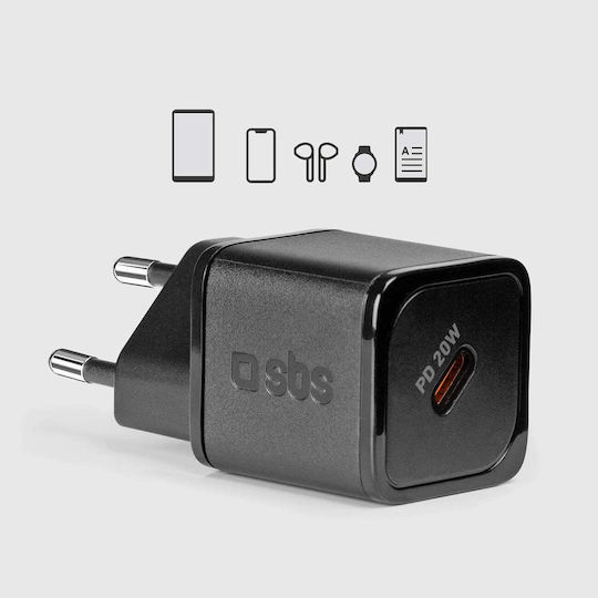 SBS Φορτιστής Χωρίς Καλώδιο GaN με Θύρα USB-C 20W Power Delivery Μαύρος (TRGAN1C20K) - Image 4