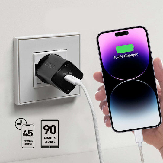 SBS Φορτιστής Χωρίς Καλώδιο GaN με Θύρα USB-C 20W Power Delivery Μαύρος (TRGAN1C20K) - Image 8