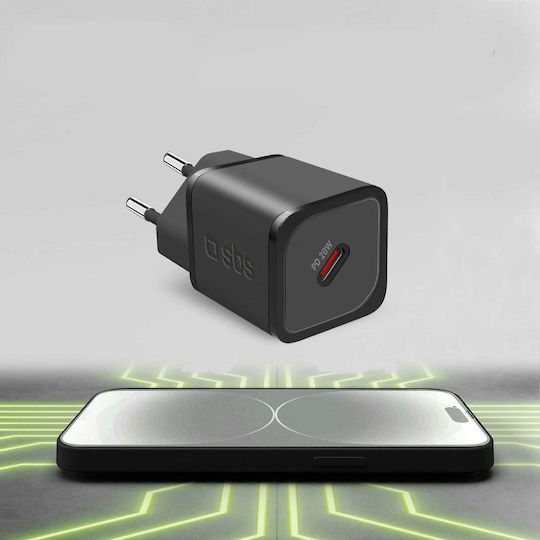 SBS Φορτιστής Χωρίς Καλώδιο GaN με Θύρα USB-C 20W Power Delivery Μαύρος (TRGAN1C20K) - Image 7
