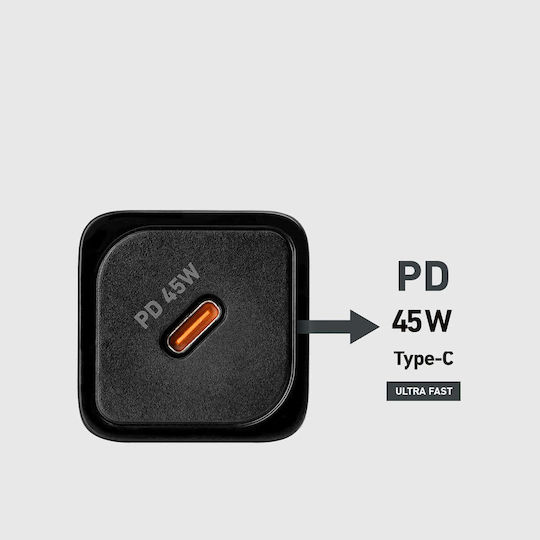 SBS Φορτιστής Χωρίς Καλώδιο GaN με Θύρα USB-C 45W Power Delivery Μαύρος (TRGAN1C45W) - Image 6