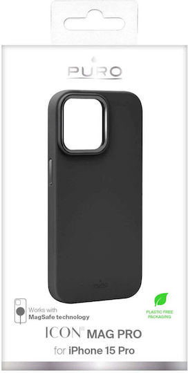 Puro Icon Mag Back Cover Σιλικόνης Μαύρο (iPhone 15 Pro) PUIPC15P61ICONMPBLK - Image 2