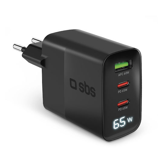 SBS Φορτιστής Χωρίς Καλώδιο με Θύρα USB-A και 2 Θύρες USB-C 45W Power Delivery Μαύρος - Image 2