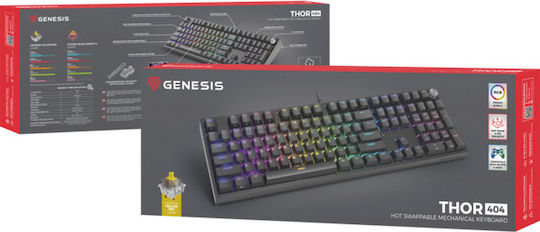 Genesis Thor 404 Gaming Μηχανικό Πληκτρολόγιο Tenkeyless με Gateron Yellow Pro διακόπτες και RGB φωτισμό (Αγγλικό US) - Image 5
