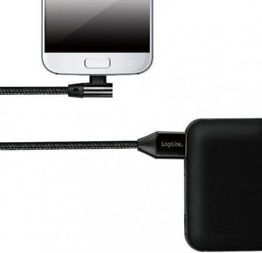 LogiLink Angle (90°) / Braided USB 2.0 to micro USB Cable Μαύρο 0.3m (CU0141) - Image 3